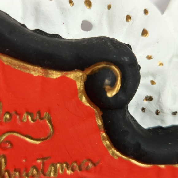 Vintage Painted Ceramic Bisque To and From Christmas Tag Tree Ornament - Picture 4 of 11